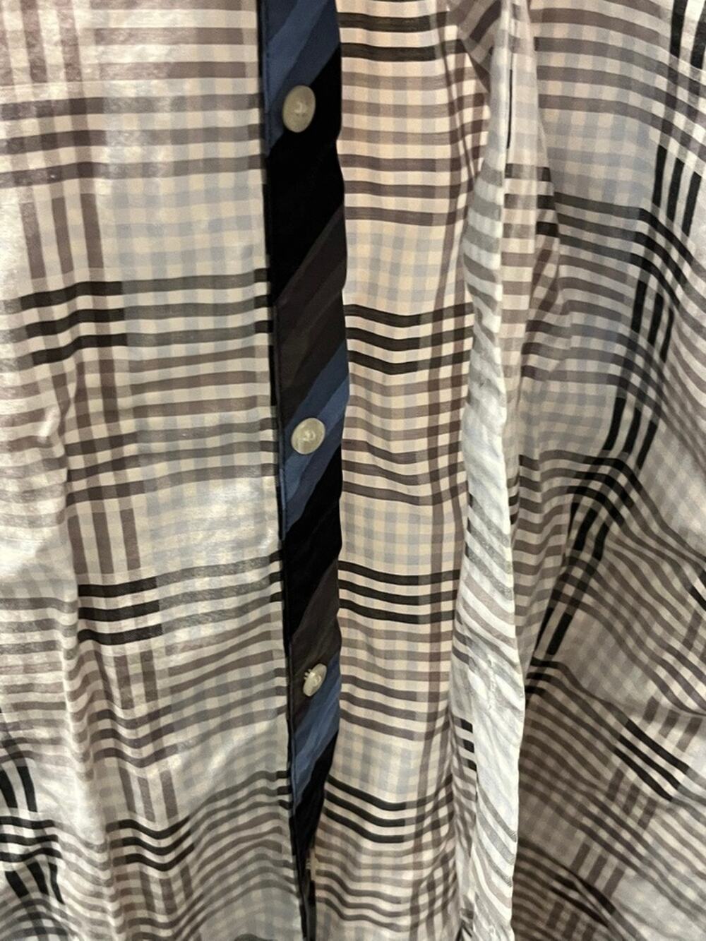 Murano Liquid Luxury Men's XL Plaid Button-Down Shirt – Blue/Gray/White